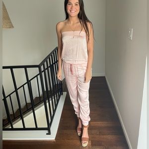 Pink Anthropologie Strapless Jumpsuit